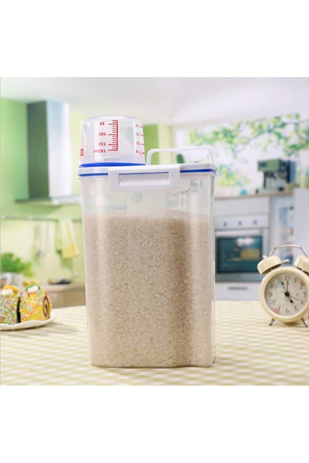 2KG Plastic Cereal Dispenser Storage Box Kitchen Food Grain Rice Container