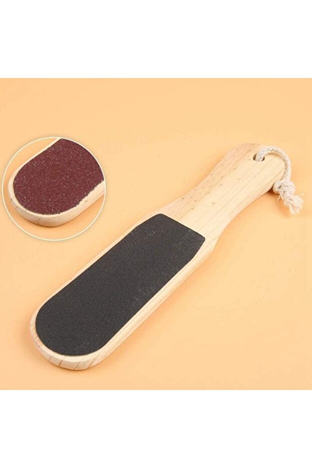 Double-sided Wooden Foot file Dead Skin Callus Remover Wooden Handle Pedicure Scrubber