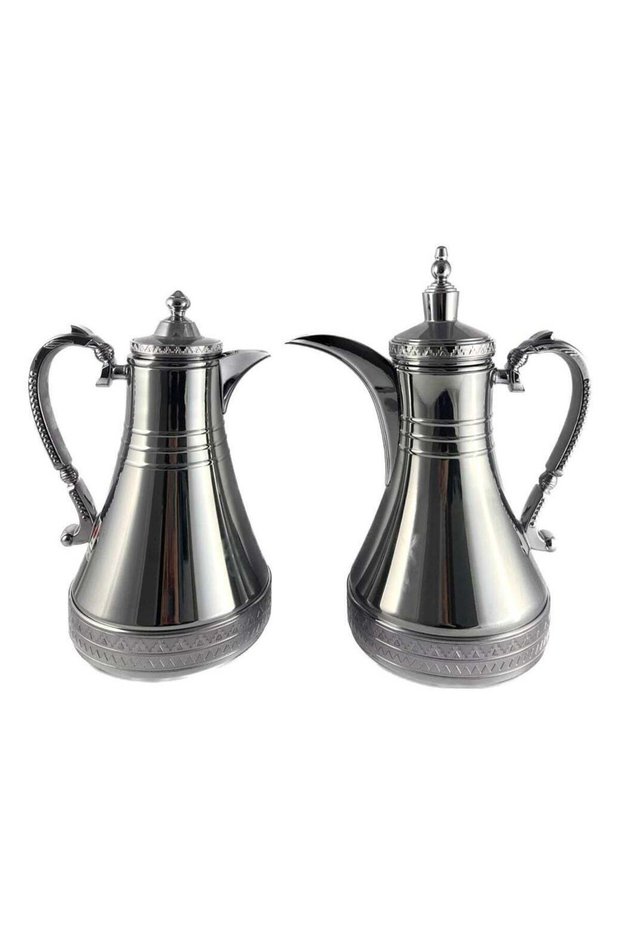 Homemaker 2-Piece Tea & Coffee Flask - 0.75 Liter & 1 Liter Capacity - Glass Inner - Steel Body - Si