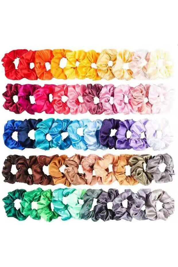 Satin Scrunchies Hair Bands Hair Ties for Women or Girls Hair Accessories - 50-Piece Elastics Hair T