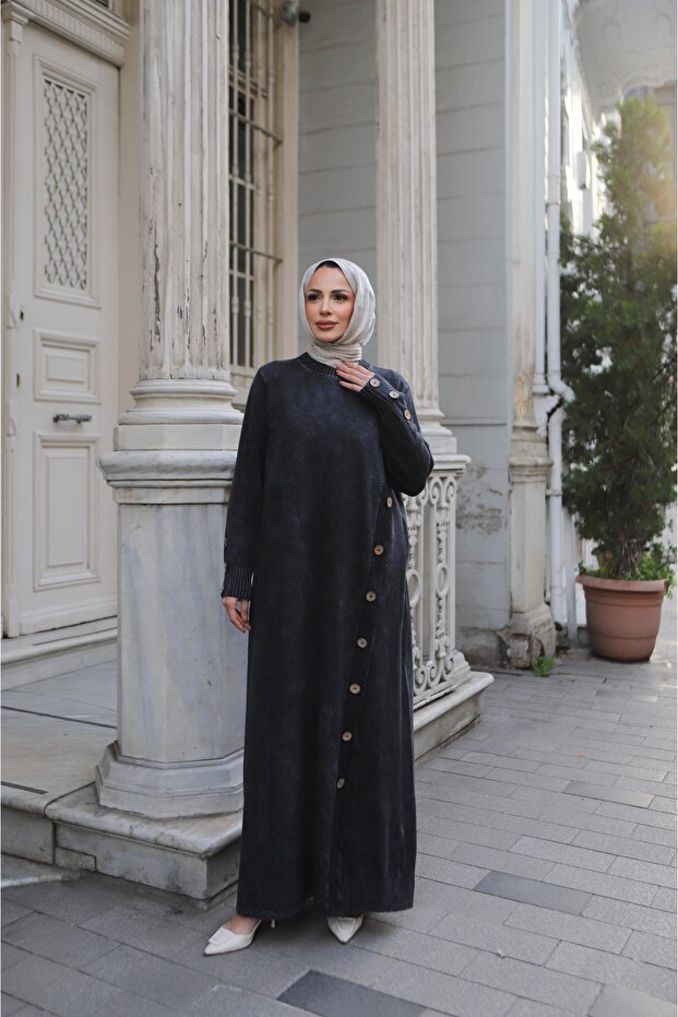 فستان قطني بخيطين مع تفاصيل الأزرار