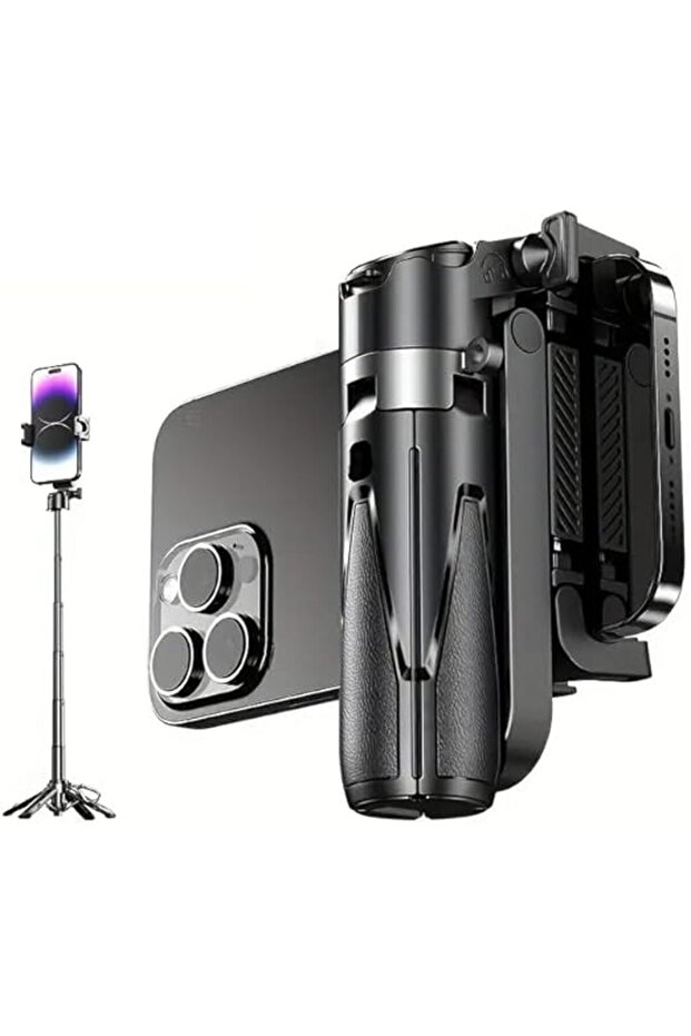 P15 Mini Grip Quadripod Selfie Stick Stand with Phone Mount, Extendable Phone Holder, With Detachabl