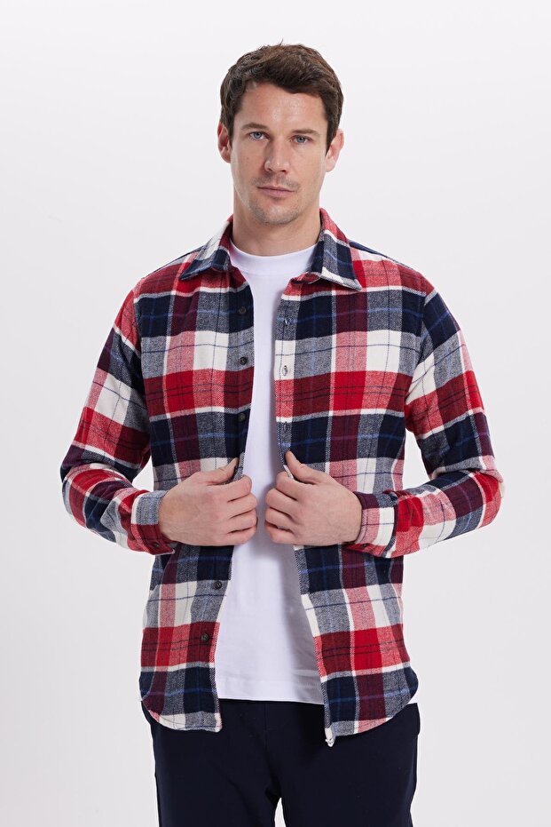 Men's Slim Fit slim fit checkered winter lumberjack shirt