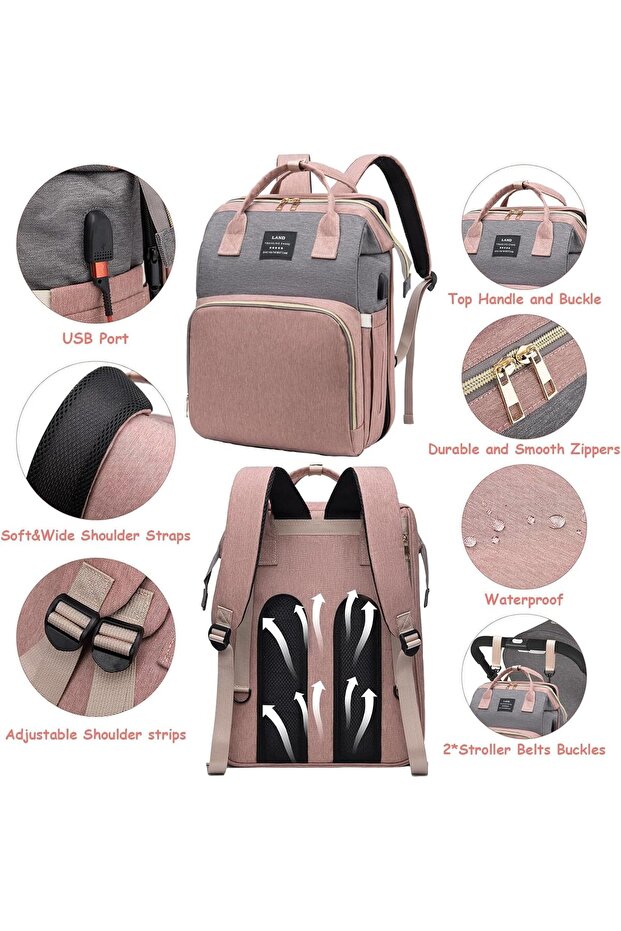 حقيبة ظهر لحفاضات الأطفال مع محطة تغيير - 4