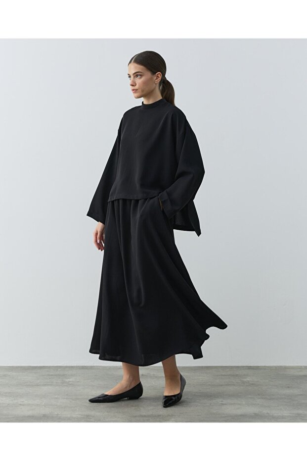 Krep Basic Bluz Siyah - 4