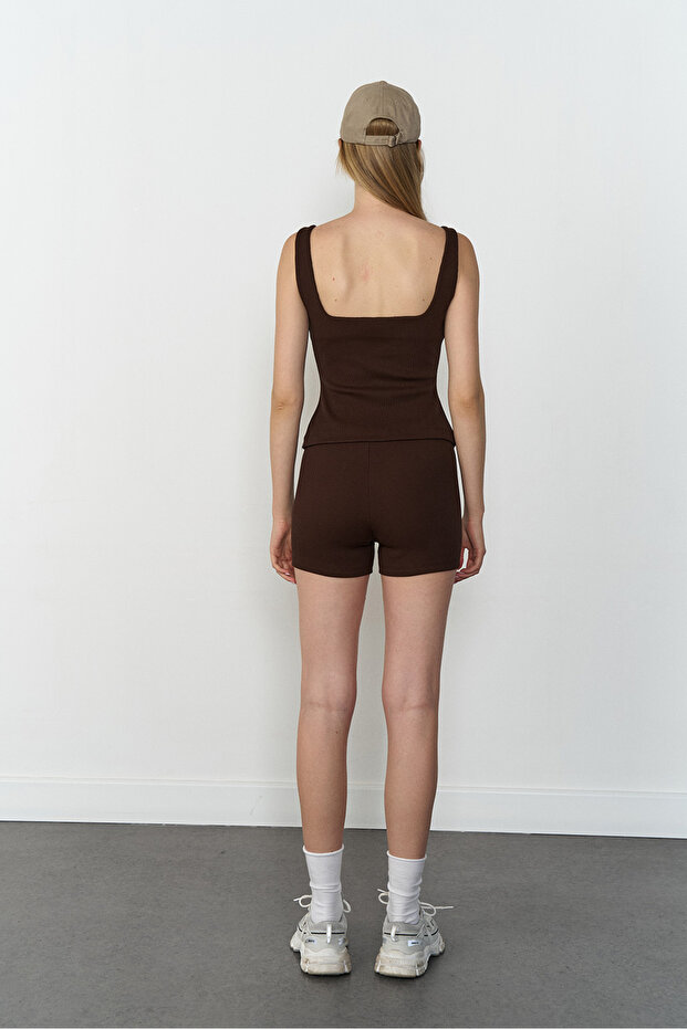 Fitilli Örme Şort - 4