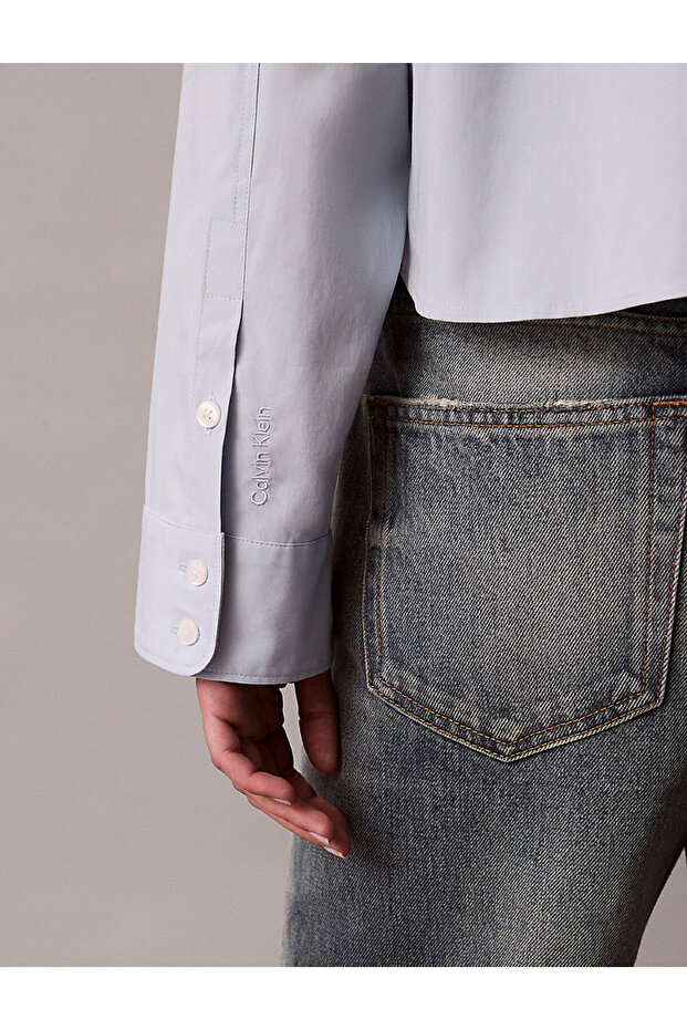 Kadın Solid Boxy Fit Crop Gömlek - 5