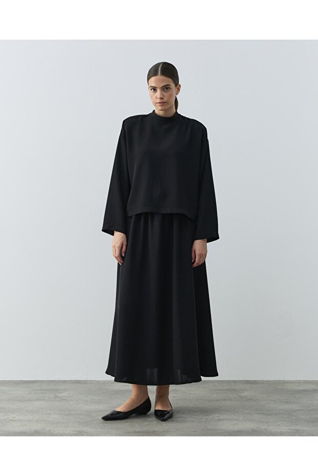 Krep Basic Bluz Siyah - 2