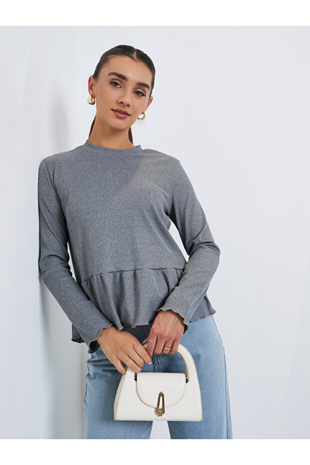 Women Long Sleeves Peplum T-Shirt
