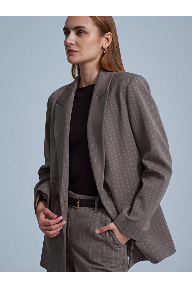 60780 Blazer Ceket-Vizon - 1