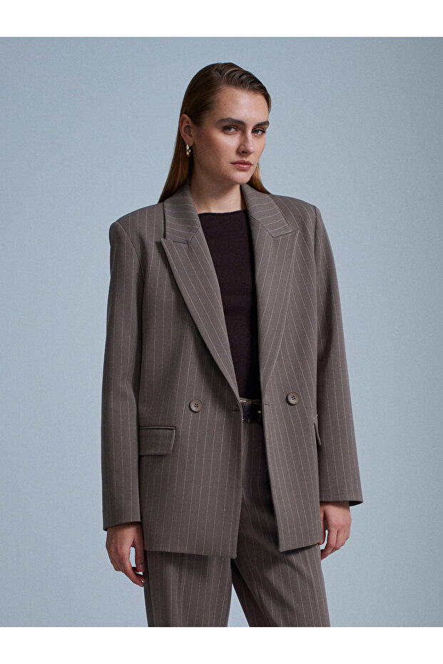 60780 Blazer Ceket-Vizon - 2