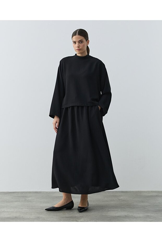 Krep Basic Bluz Siyah - 5