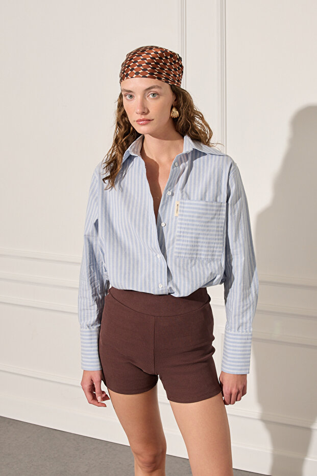 Fitilli Örme Şort - 2