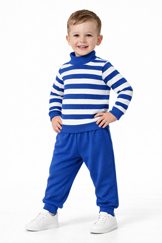 Boys' and Girls' Striped Cotton Winter Set – Long Sleeve Sweatshirt and Elasticated Pants