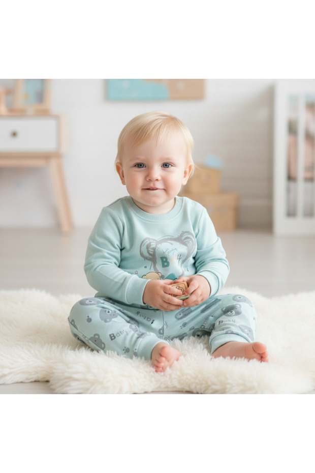 100% Cotton Teddy Bear Printed Baby Pajama Set