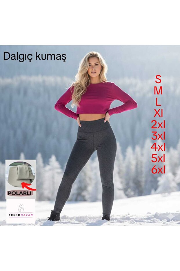 A Kali̇te Ş Fleece-Lined Diver Fabric Battal Size High Waist Recovery Tights