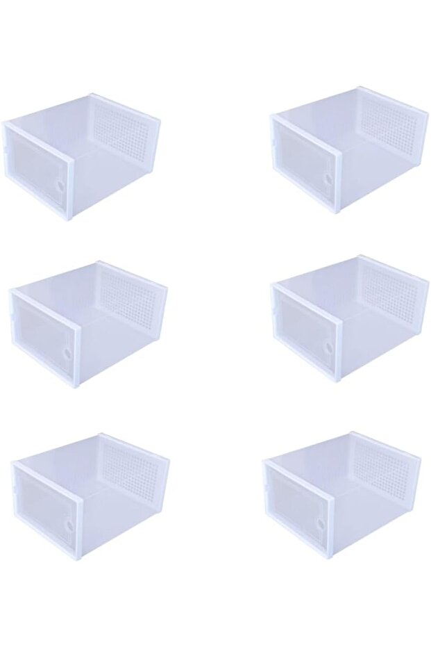 علبة عرض بلاستيكية قابلة للطي والتكديس للأحذية، عبوة من 6 قطع - 6