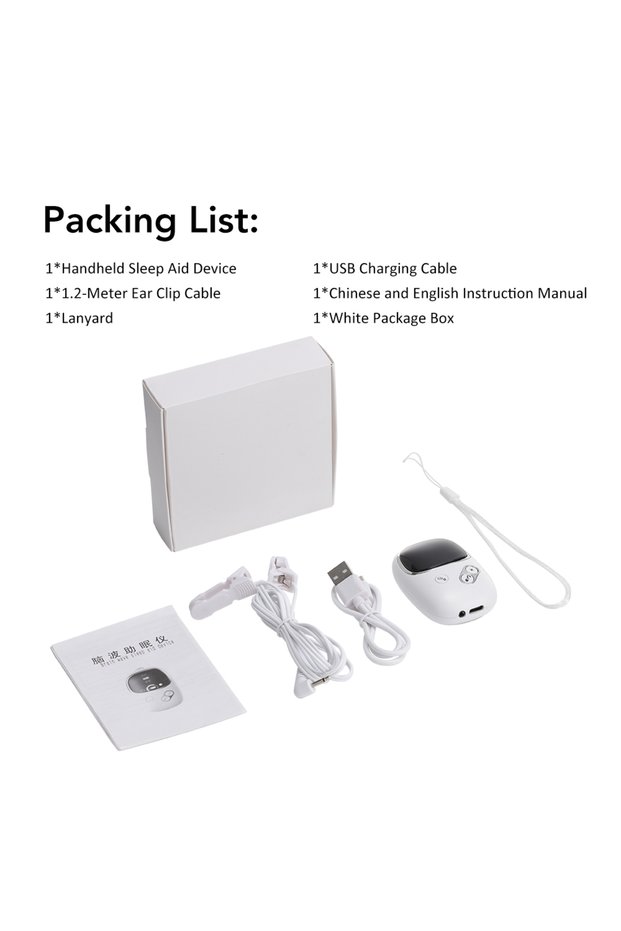 White Handheld CES Sleep Aid Device for Insomnia Palm Pulse Massager Stress Relief Device Ear Clip A