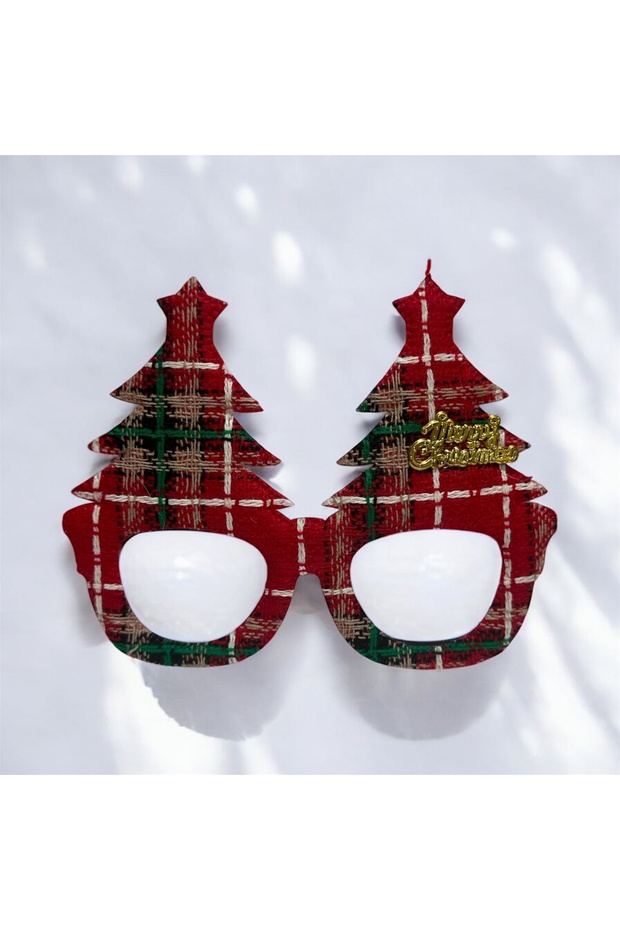 New Year's Glasses with Fabric Tree Pattern on Them, Red