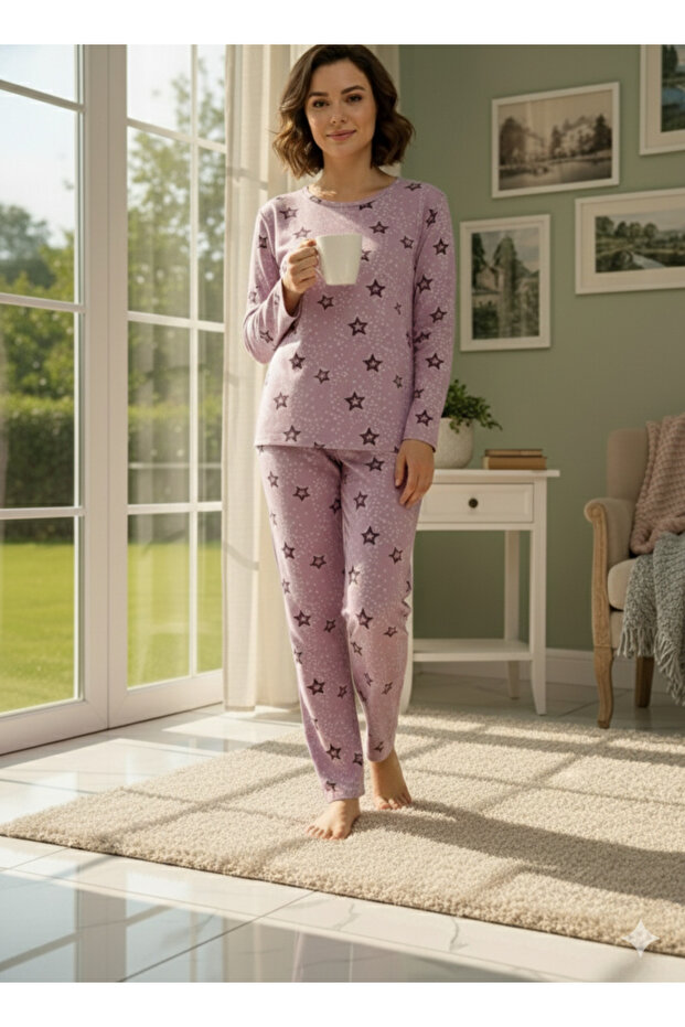 طقم بيجامة بنقشة النجوم - 1