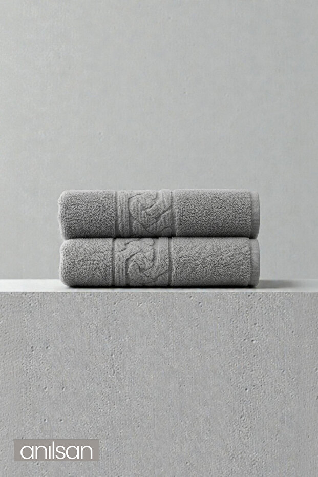 2-Piece Rita Anthracite Bath Towel - 70X140 Cm, 240Gr, 100% Cotton, Spa and Hotel Towel, Daily Use