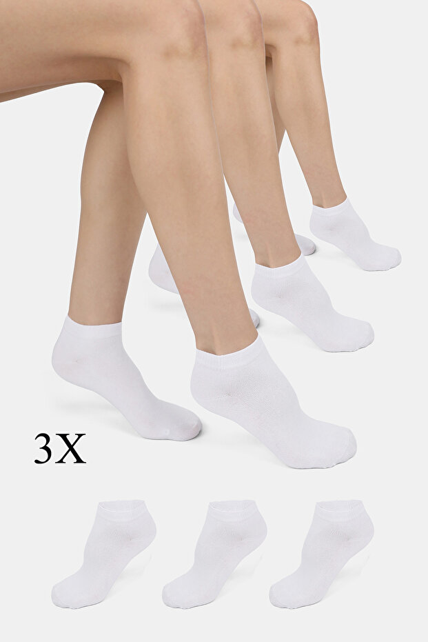 Bamboo Women's Booties Plain White Socks Seamless Premium 3 Pack