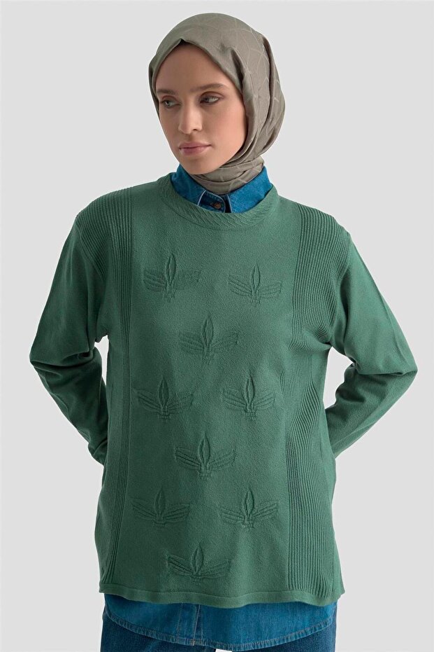 سترة منقوشة 25KD7010 أخضر