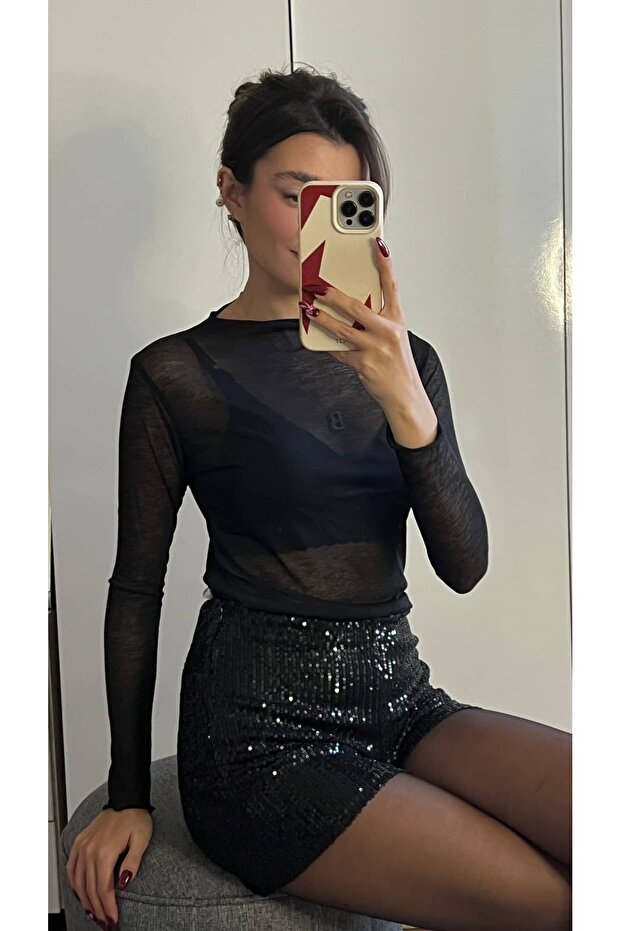 Pul Payetli Mini Şort - 5