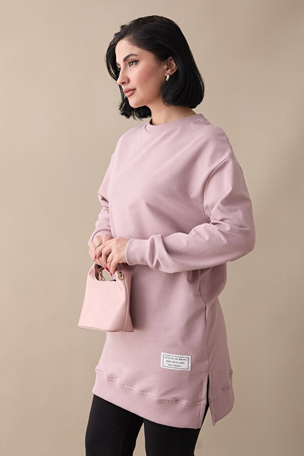 Etiket Detay Basic Gül Kurusu Tunik - 4