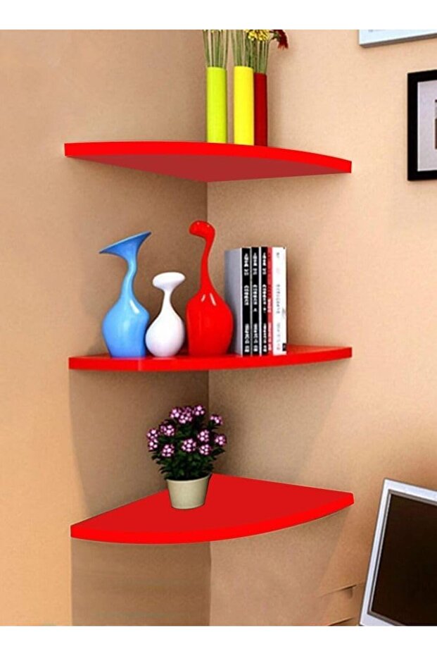 Floating Corner Wall Shelf 3Pcs Triangle Bookshelf Home Decor 3 Tier Display Organizer 16Cm