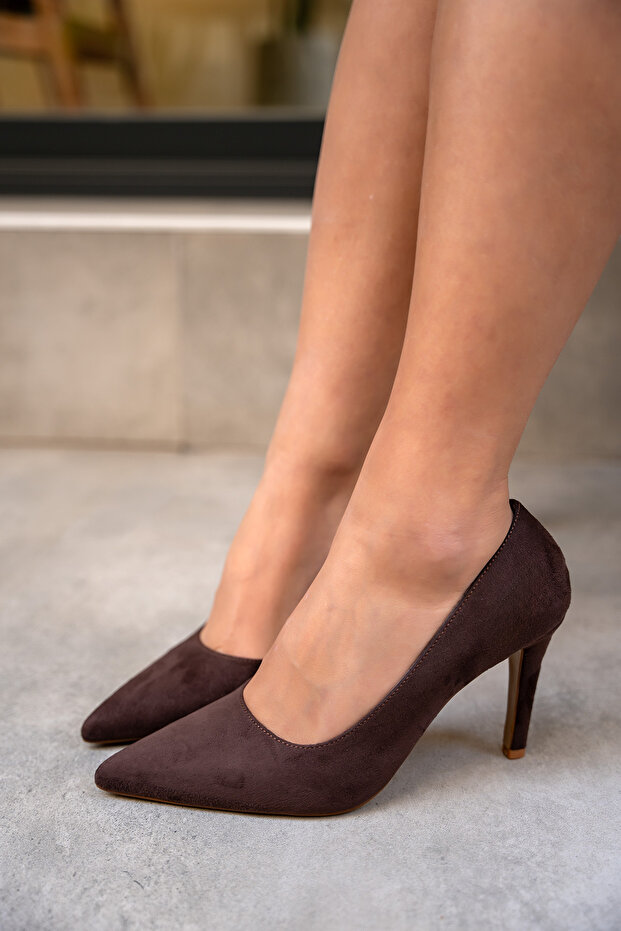 Shia Light Brown Suede Women's Heeled Shoes
