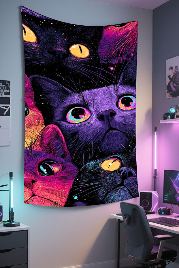Cat Wall Hanging – Pet-Themed, High-Quality Fabric, Tapestry Wall Carpet