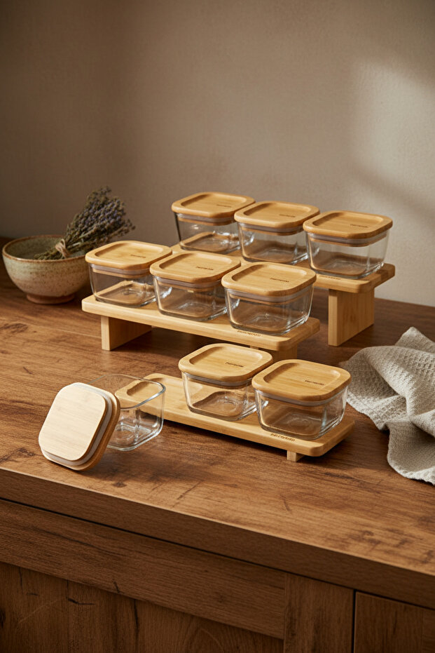 Lunaya 9'lu Bambu Standlı Kahvaltılık Seti - 1