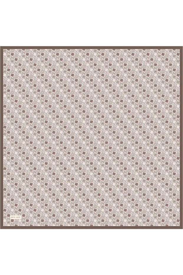 Beige Brown 90X90 Silk Crepe Satin Scarf