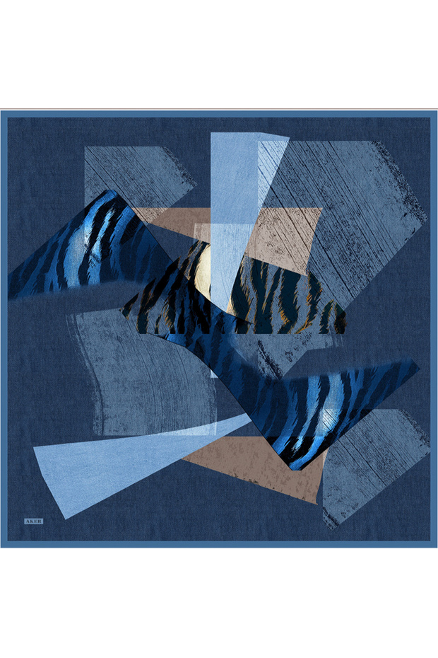 Blue silk twill scarf