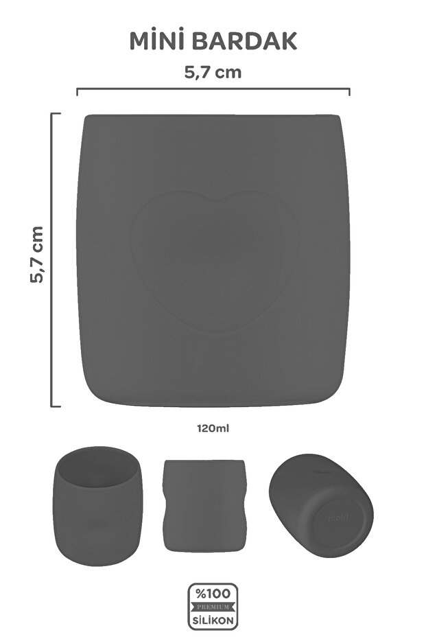 Silikon Mini Bardak Platinium Gri - 2