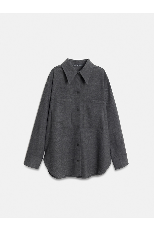 50537 Örme Oversize Gömlek-Antrasit - 6