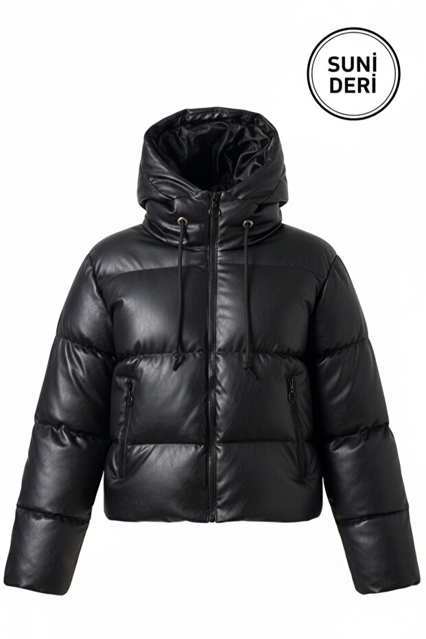 Kadın Deri Şişme Mont - 1