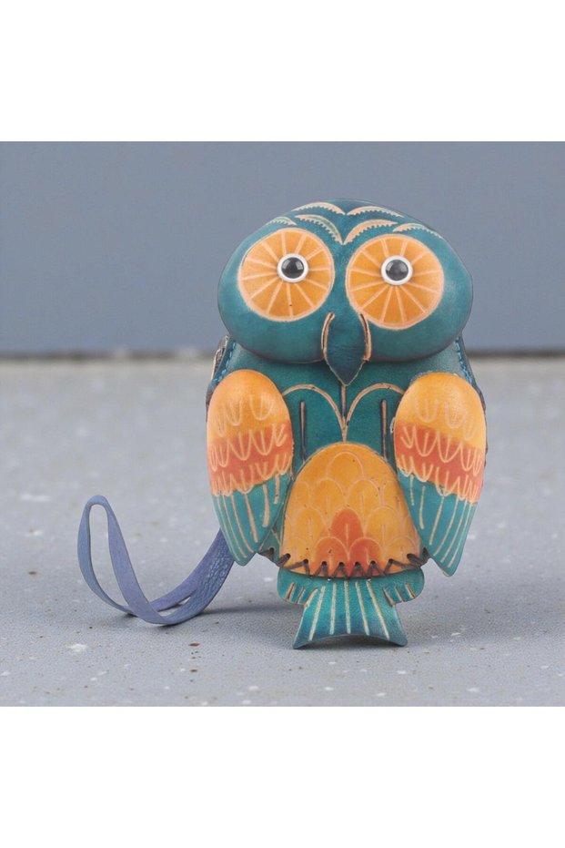 Handmade Genuine Leather Owl Design Zippered Women's Wallet | Coin Card Key Bag Md 1