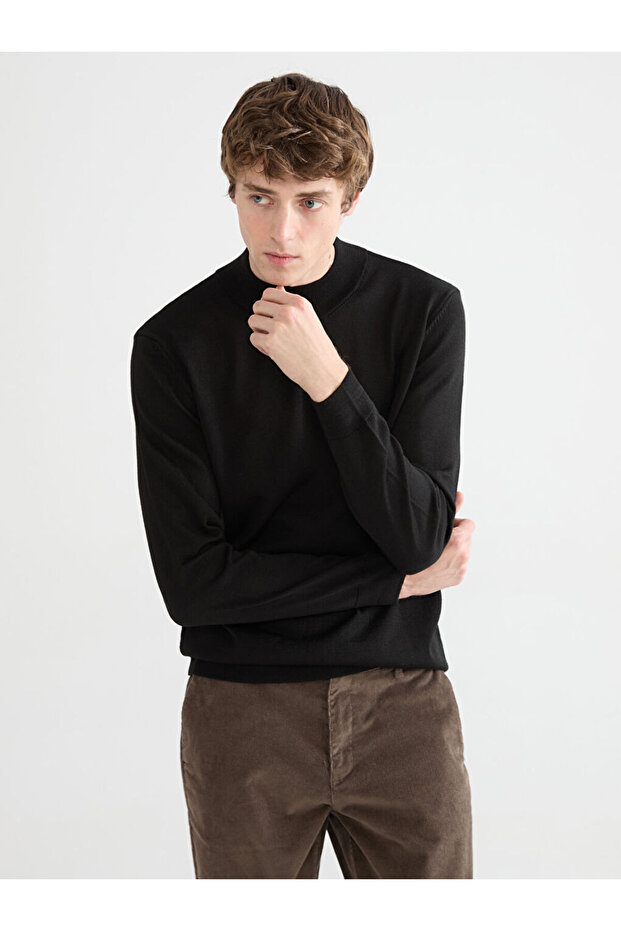 Esvab • Modern & Distinctive Half Fisherman Roba Collar Wool Blend Men's Knitwear Sweater
