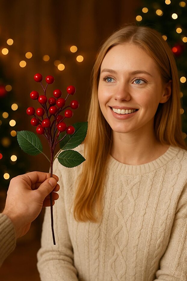 Artificial Flower Red Kokina Bunch Kokina Flower Christmas Ornament