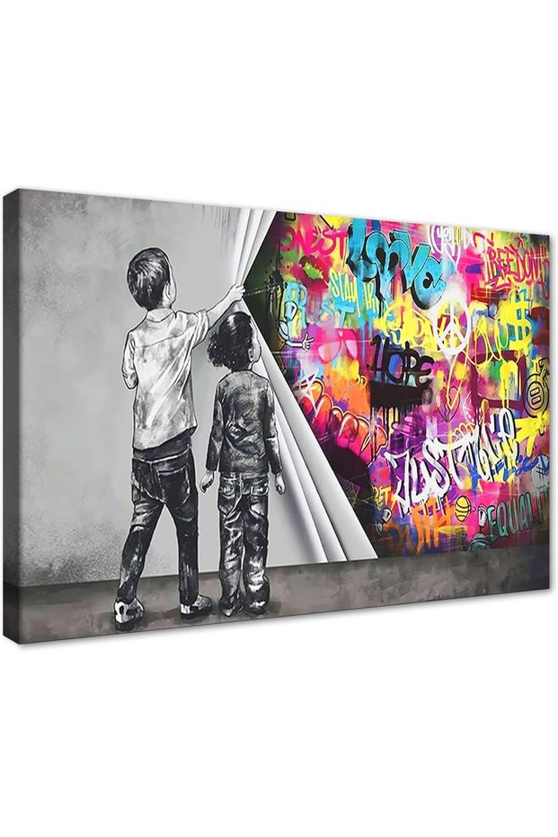 Graffiti Canvas Wall Art 40x60cm Colorful Urban Wall Decor Framed