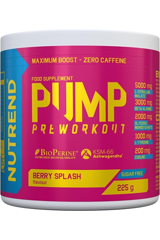 - Pump Pre Workout (225g) - PreWorkout - Caffeine-free Pre-Workout - Berry