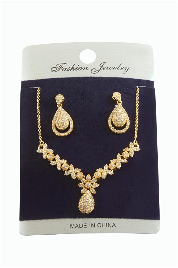 مجموعة قلادة من حجر الزركون البيضاوي - 1