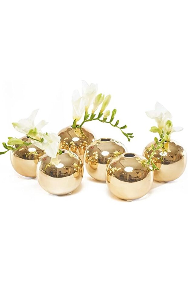 Set of 6 JoJo Small 3" Sphere, Round Ceramic Flower Vase, Decorative Modern Floral Vase for