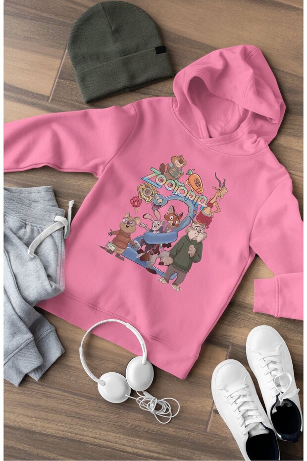 Zootopia Characters Printed Hooded Children's Sweatshirt, Unisex Cartoon Themed Hoodie