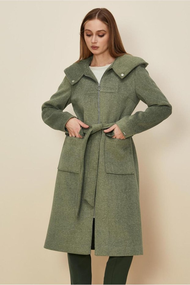 Belted Hooded Cardigan Coat 90628