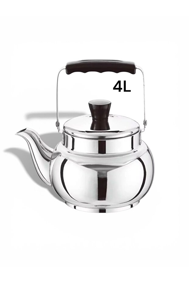 ابريق شاي استيل بيد بلاستيك اسود براد شاي استتنلس استيل لماع