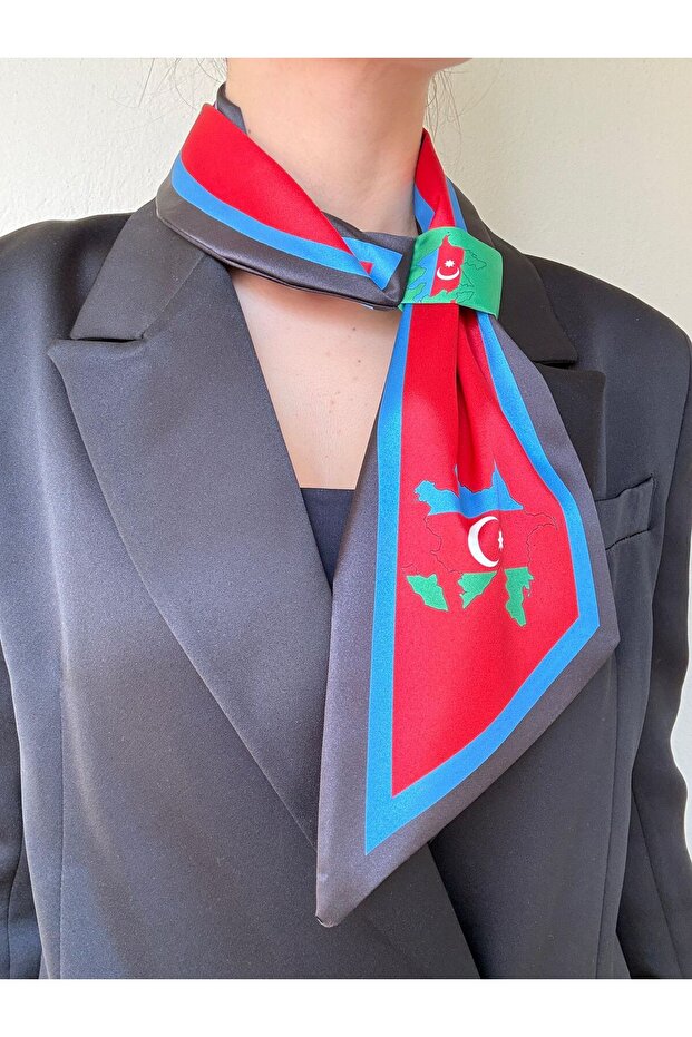 Eșarfă cravată cu steagul Azerbaidjanului - 1