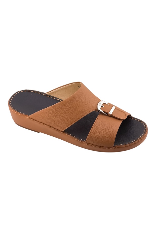 A E T Arabic Sandals For Men | Outdoor Mens Slippers | Open Toe | Genuine Milled Leather with Buckle